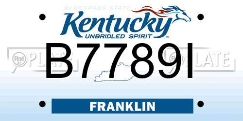 B7789I Kentucky License Plate