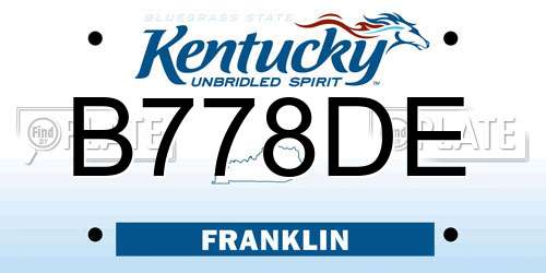B778DE Kentucky License Plate