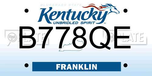 B778QE Kentucky License Plate