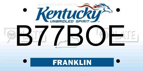B77BOE Kentucky License Plate