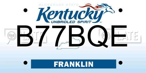 B77BQE Kentucky License Plate