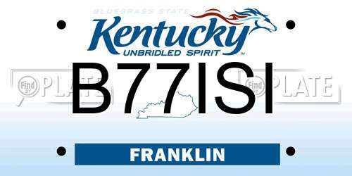B77ISI Kentucky License Plate