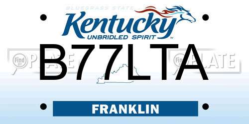 B77LTA Kentucky License Plate