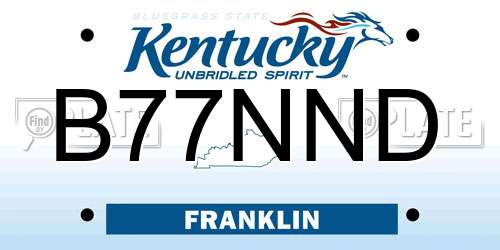 B77NND Kentucky License Plate