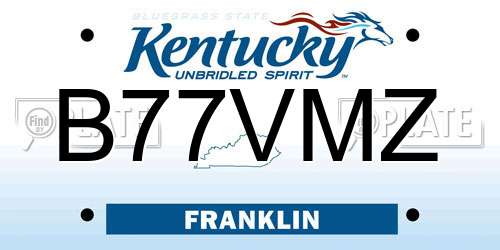 B77VMZ Kentucky License Plate