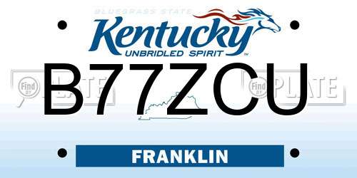 B77ZCU Kentucky License Plate