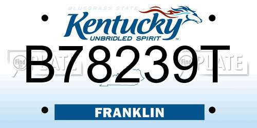B78239T Kentucky License Plate