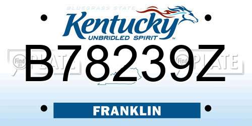 B78239Z Kentucky License Plate