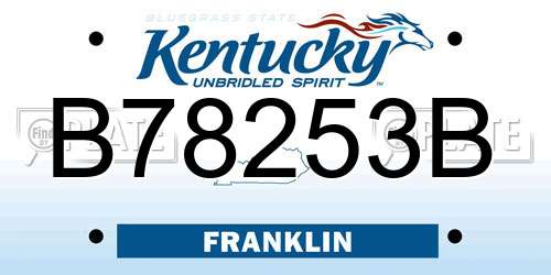 B78253B Kentucky License Plate