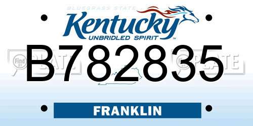 B782835 Kentucky License Plate