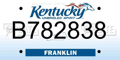 B782838 Kentucky License Plate