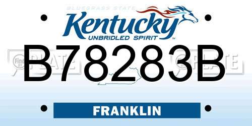 B78283B Kentucky License Plate