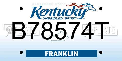 B78574T Kentucky License Plate