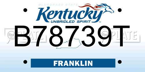 B78739T Kentucky License Plate