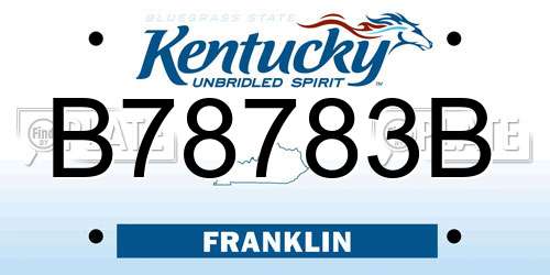 B78783B Kentucky License Plate