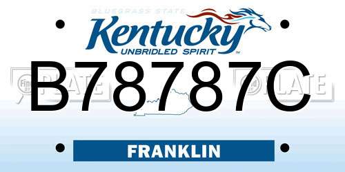 B78787C Kentucky License Plate