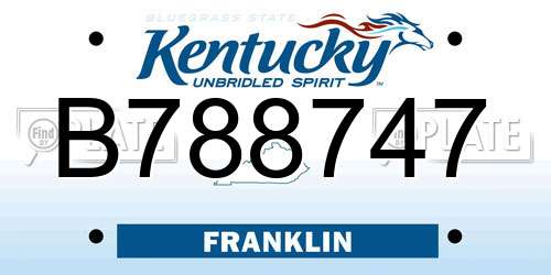 B788747 Kentucky License Plate