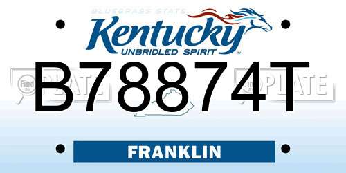 B78874T Kentucky License Plate