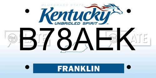 B78AEK Kentucky License Plate