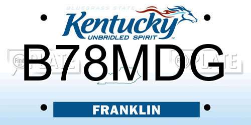 B78MDG Kentucky License Plate