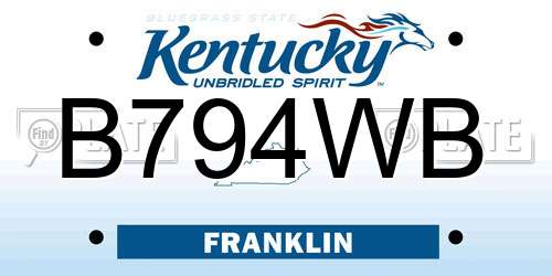 B794WB Kentucky License Plate