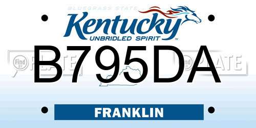 B795DA Kentucky License Plate