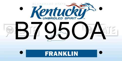 B795OA Kentucky License Plate