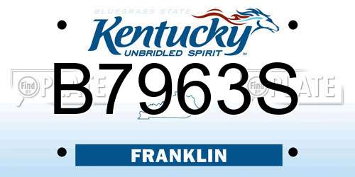 B7963S Kentucky License Plate