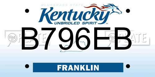 B796EB Kentucky License Plate