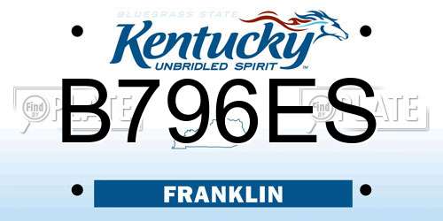 B796ES Kentucky License Plate