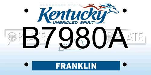 B7980A Kentucky License Plate
