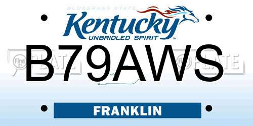 B79AWS Kentucky License Plate
