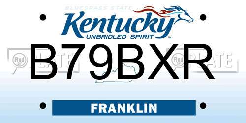 B79BXR Kentucky License Plate