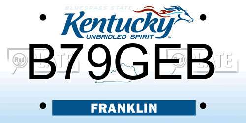 B79GEB Kentucky License Plate