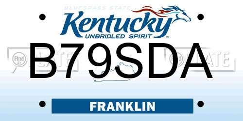 B79SDA Kentucky License Plate