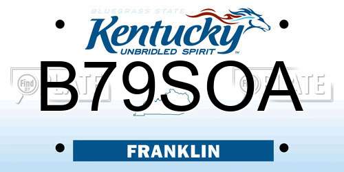 B79SOA Kentucky License Plate