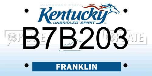 B7B203 Kentucky License Plate