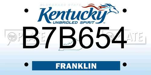 B7B654 Kentucky License Plate