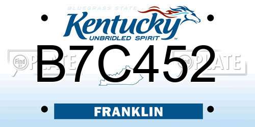 B7C452 Kentucky License Plate