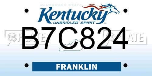B7C824 Kentucky License Plate