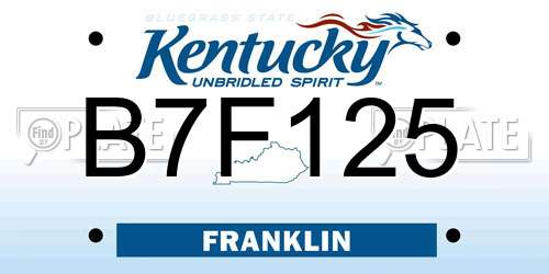 B7F125 Kentucky License Plate