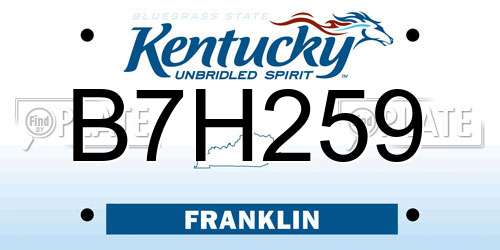 B7H259 Kentucky License Plate