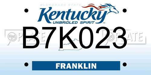 B7K023 Kentucky License Plate