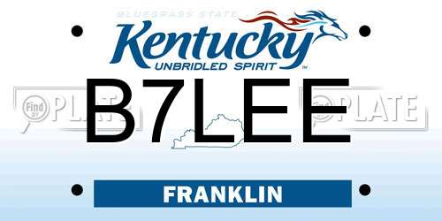 B7LEE Kentucky License Plate