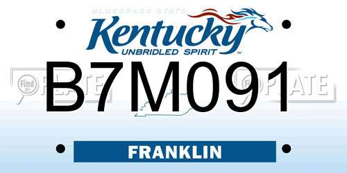 B7M091 Kentucky License Plate