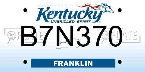 B7N370 Kentucky License Plate