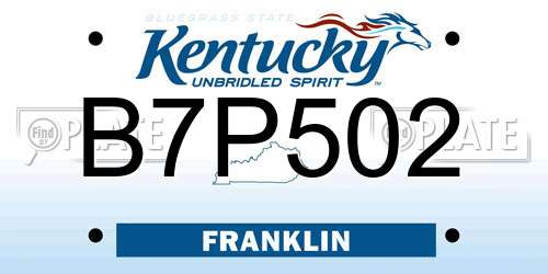 B7P502 Kentucky License Plate
