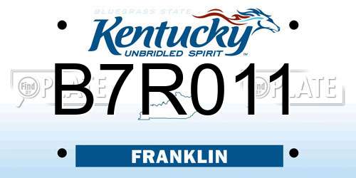 B7R011 Kentucky License Plate