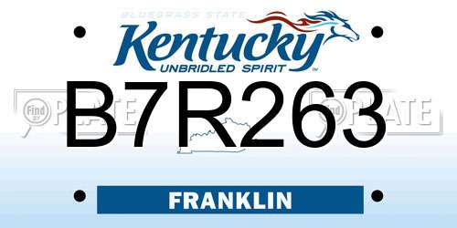 B7R263 Kentucky License Plate