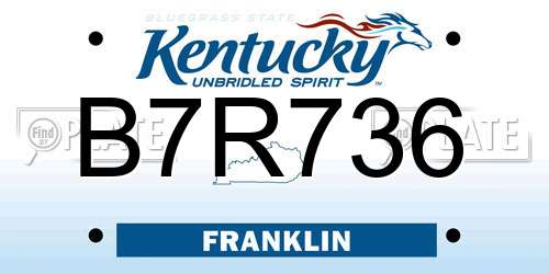 B7R736 Kentucky License Plate